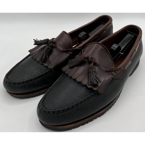 Allen Edmonds Nashua Loafers Size 10.5D Kiltie Tassel Black Brown Leather Shoes - Picture 3 of 12
